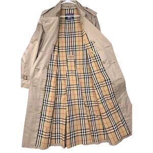 Vintage Burberrys Man Trench Coat Tan Pre-1999 Nova Check Long Jacket size 40